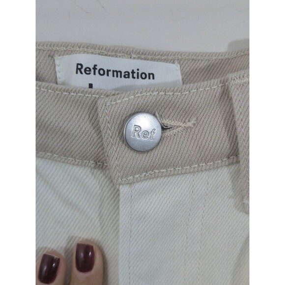 New Reformation Jeans Cynthia Tonal Reworked High Rise Straight Jeans Clay Sz 24 - Picture 9 of 16